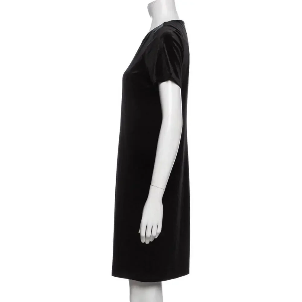 MICHAEL MICHAEL KORS Black Metallic Velour Crew Neck Mini Dress Size XS